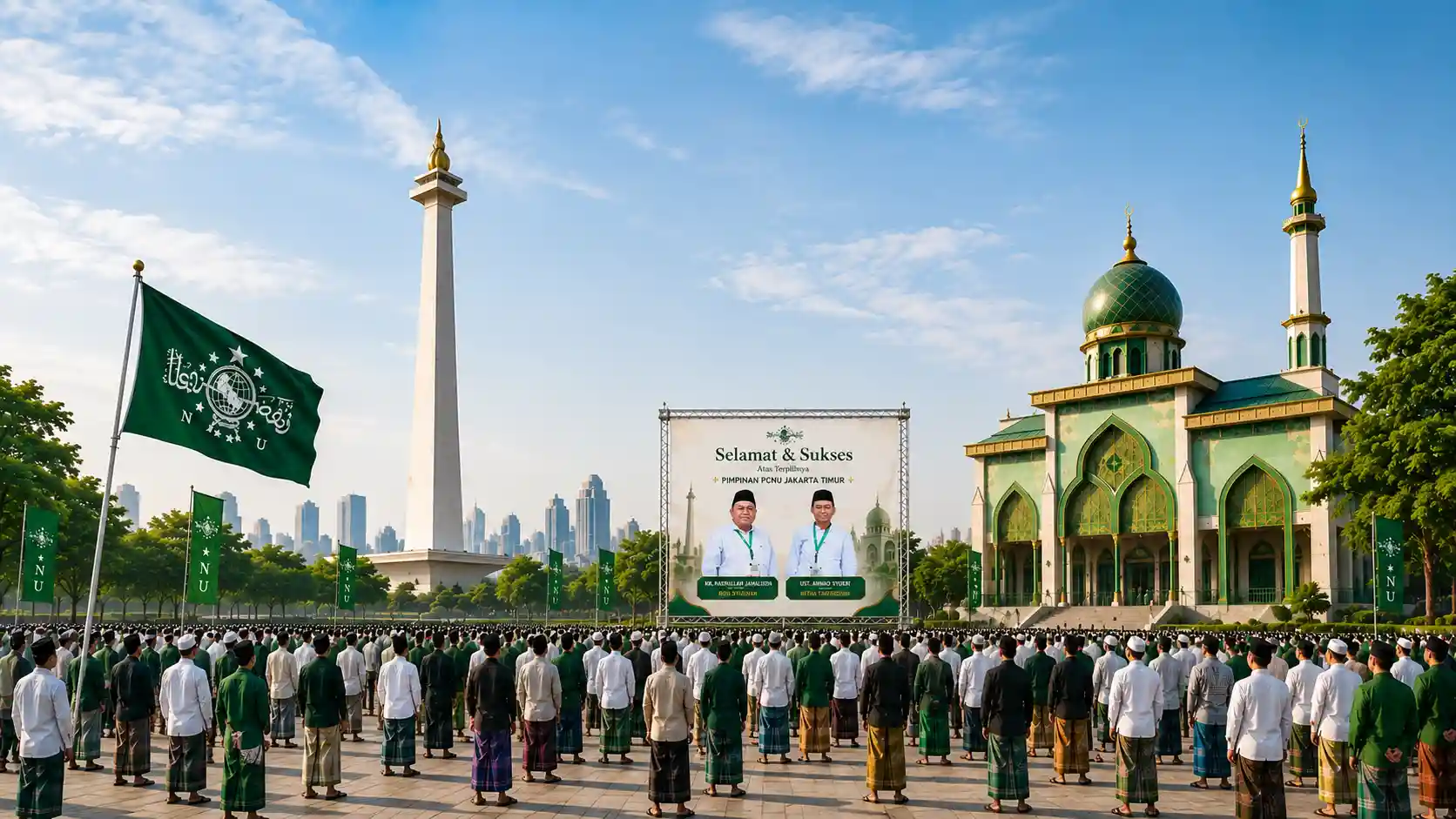Kebersamaan pengurus dan warga Nahdlatul Ulama Pengurus Wilayah Provinsi Riau